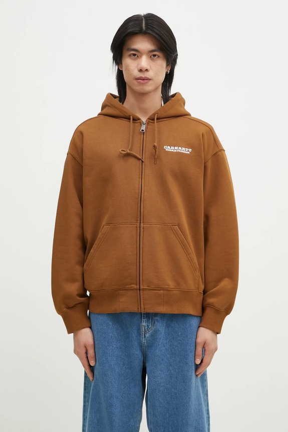 Dukserica Carhartt WIP Hooded Runaway Sweat Jacket print smeđa I034414.2IQ06