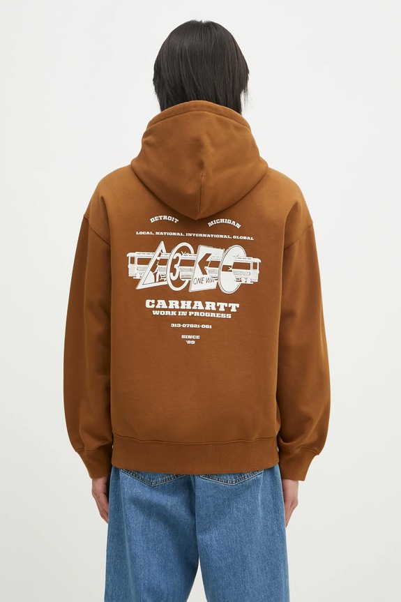 Odjeća Dukserica Carhartt WIP Hooded Runaway Sweat Jacket I034414.2IQ06 smeđa