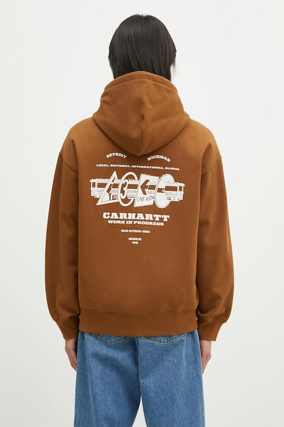 Odjeća Dukserica Carhartt WIP Hooded Runaway Sweat Jacket I034414.2IQ06 smeđa
