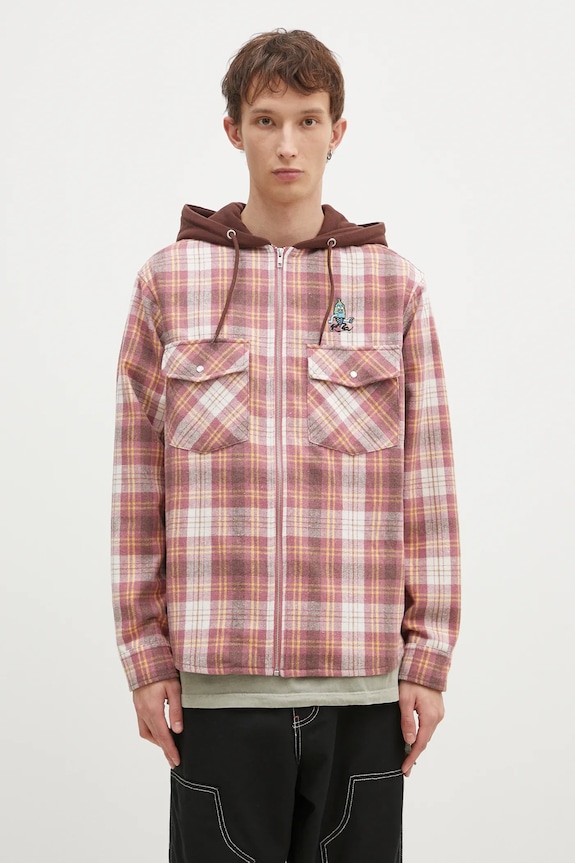 Košeľa s prímesou vlny ICECREAM Hooded Flannel Zip Through ostatné hnedá IC24435