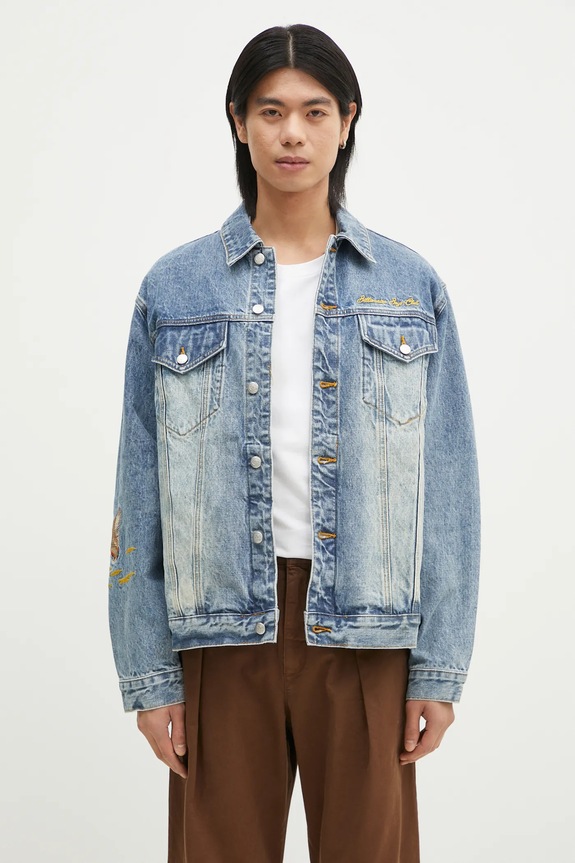 Odzież Billionaire Boys Club kurtka jeansowa Duck Embroidered Denim Jacket B24410 niebieski