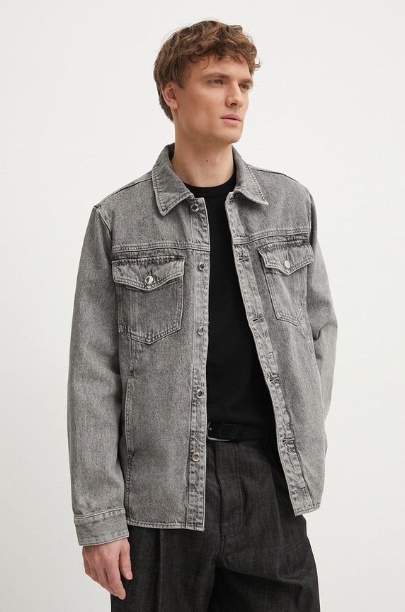 Michael Kors kurtka jeansowa bez kaptura szary CR5900P5G2
