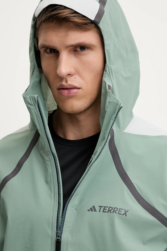 Nepremokavá bunda adidas TERREX x National Geographic zelená JD5835