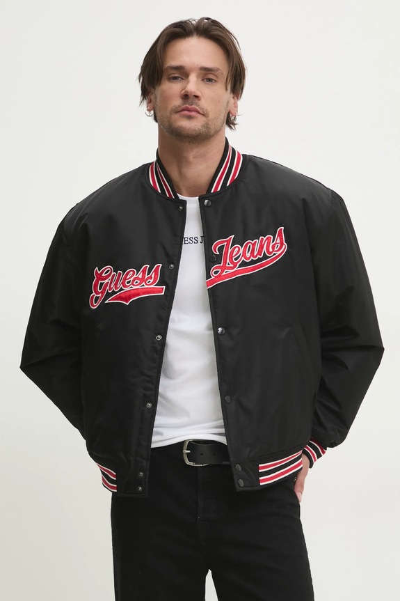Bomber bunda Guess Jeans bez kapuce černá M5RL54.WHAA2