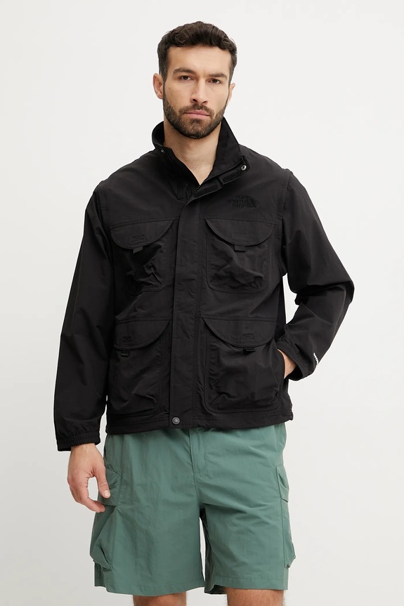 The North Face geaca Convertible cu captuseala negru NF0A8BJFJK31