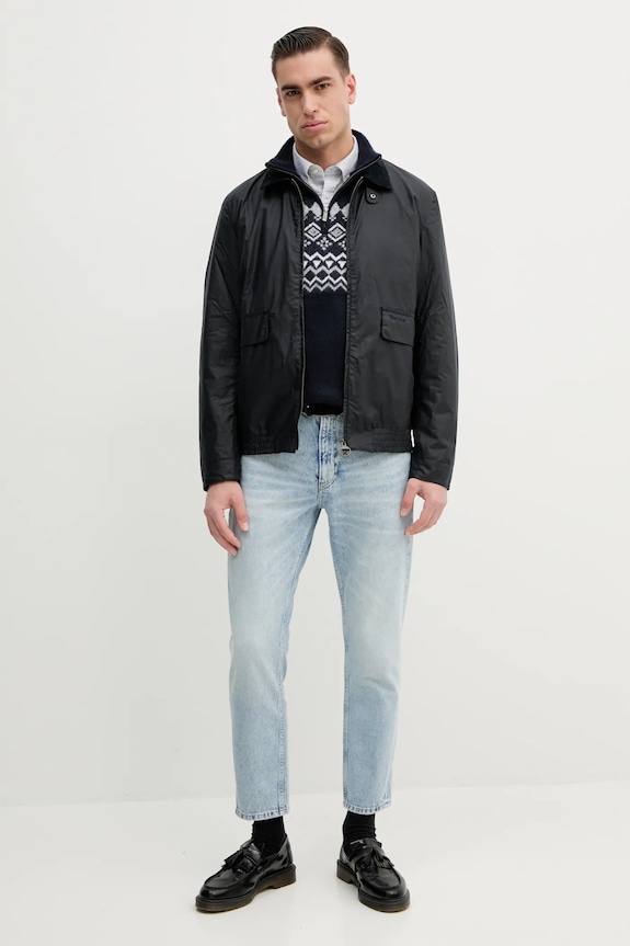 Barbour kurtka bawełniana Newbury Wax Jacket MWX2449 granatowy SS25