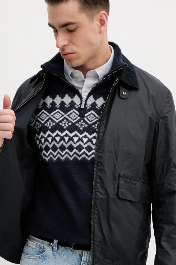 Barbour kurtka bawełniana Newbury Wax Jacket MWX2449 granatowy
