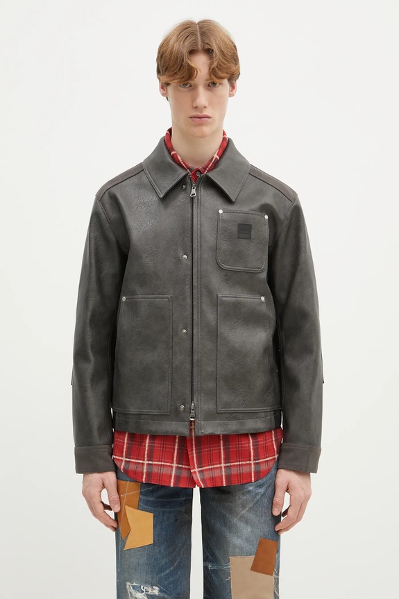 Andersson Bell jacket Faux-Leather Carpenter faux grain leather gray awa682m