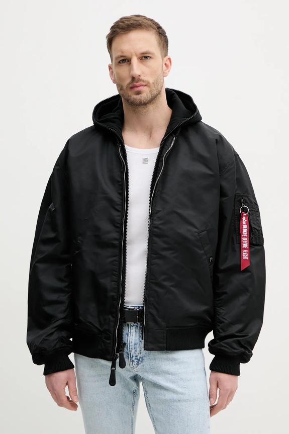 Alpha Industries geaca bomber MA-1 D-Tec Studio LW cu captuseala negru 156143