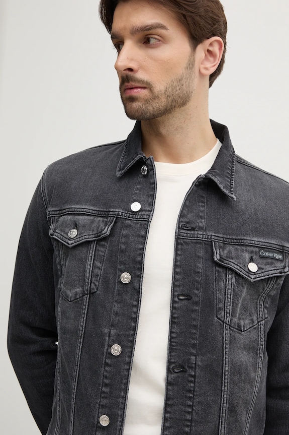Τζιν μπουφάν Calvin Klein Jeans γκρί J30J327589