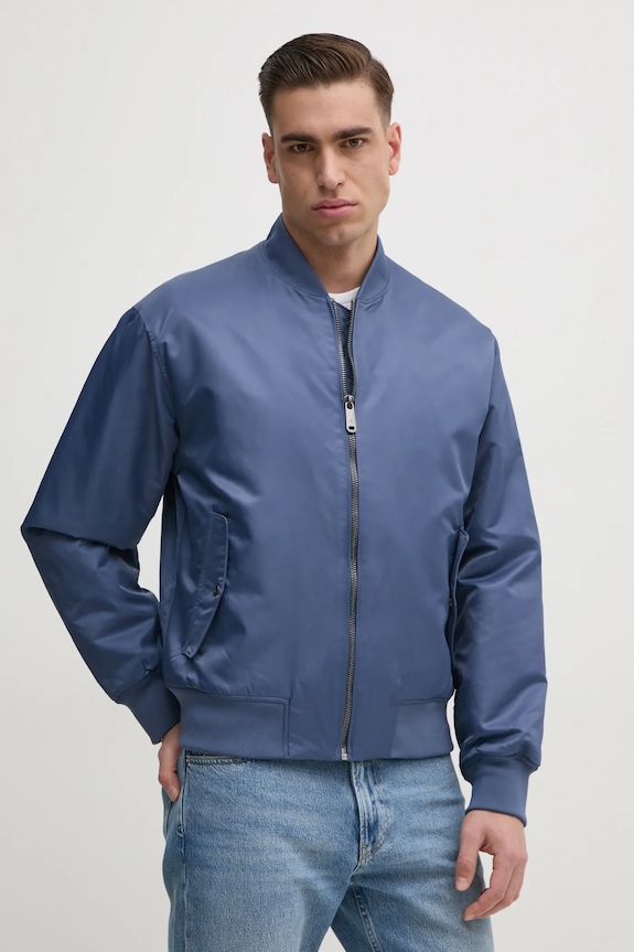 Calvin Klein Jeans kurtka bomber bez kaptura niebieski LV040EM524