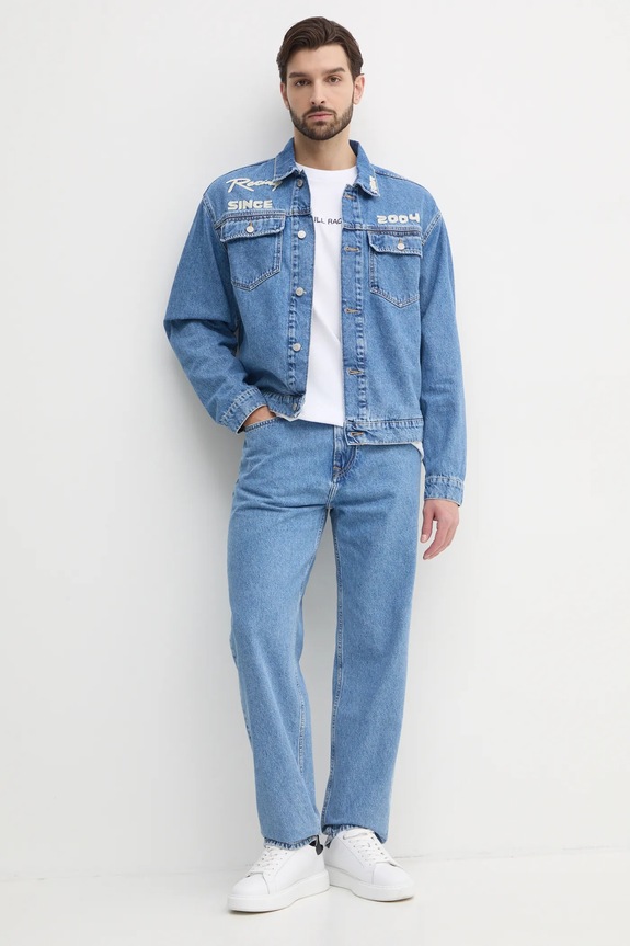 Red Bull Racing x Pepe Jeans giacca di jeans PRINTED RACE JACKET RM400019R17 blu SS25