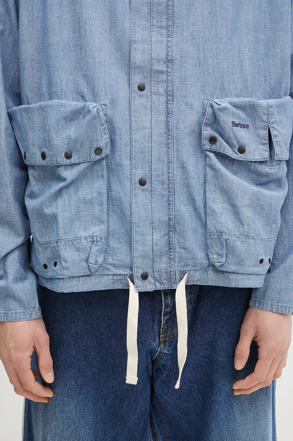 Barbour koszula lniana Barbour Durham Chambray Casual Jacket niebieski MCA1038