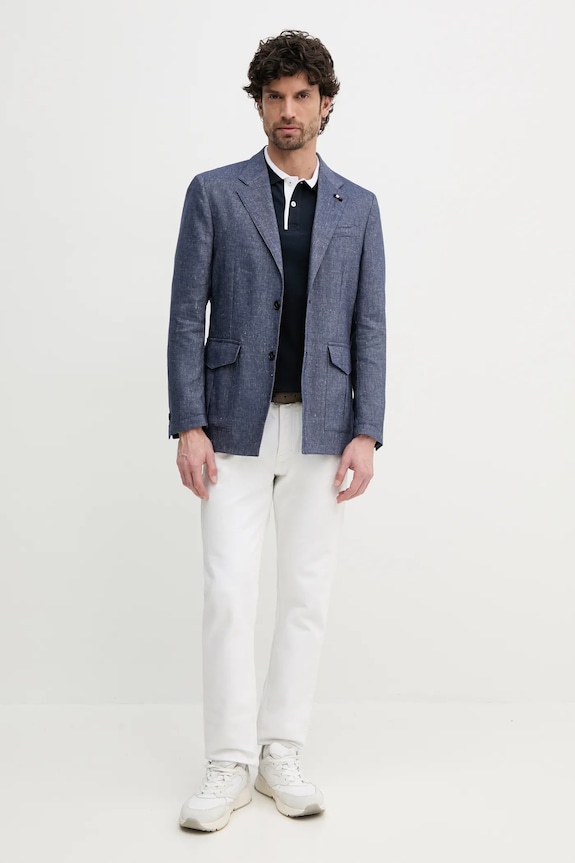 Λινό πανωφόρι Tommy Hilfiger SQTHL5965.SQTH503 σκούρο μπλε SS25