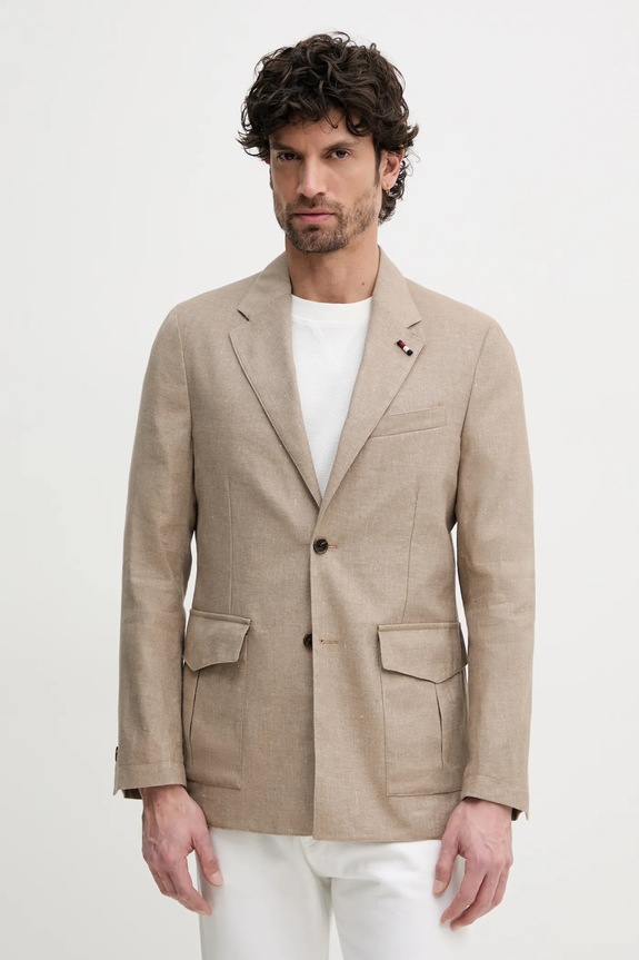 Tommy Hilfiger giacca in lino beige SQTHL5965.SQTH503