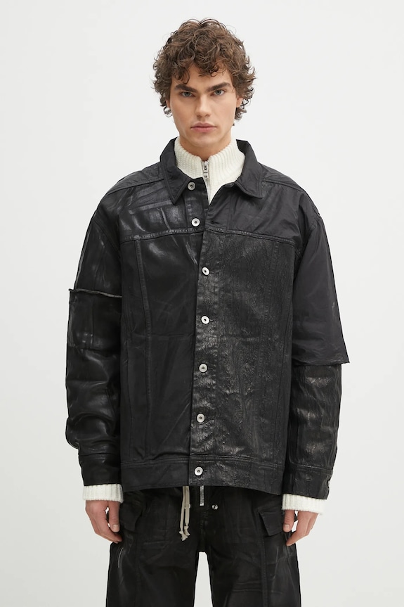Rick Owens kurtka Jumbo Worker bez kaptura czarny DU01E3761.COMW1