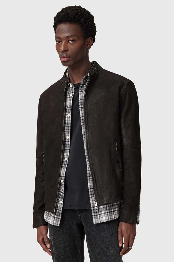 Kožená bunda AllSaints CORA usňová koža čierna M064LB