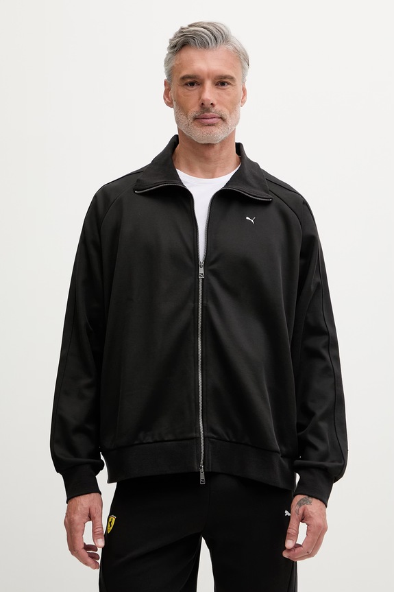 Puma hanorac cu fermoar bărbătesc cu bumbac T7 Track Jacket uni negru 629936