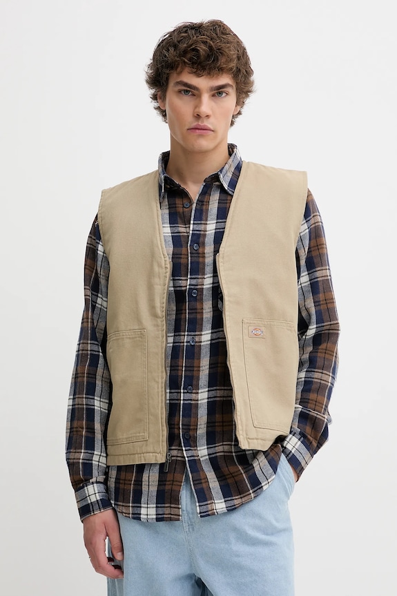 Bavlnená vesta bez rukávov Dickies Duck Canvas Summer Vest Sw Desert Sand nezateplené béžová DK0A4YQKF021
