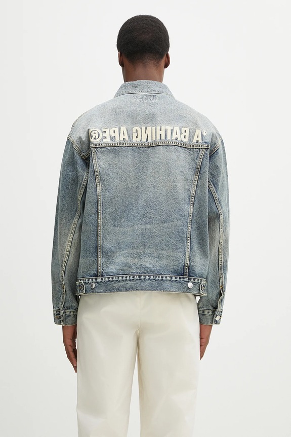 Oblečení Bavlněná džínová bunda A Bathing Ape Distressed 13Oz Denim Trucker 1K80140308 modrá