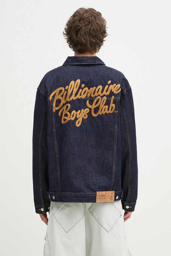 Ρούχα Τζιν μπουφάν Billionaire Boys Club Script Logo Denim Jacket B25107 σκούρο μπλε