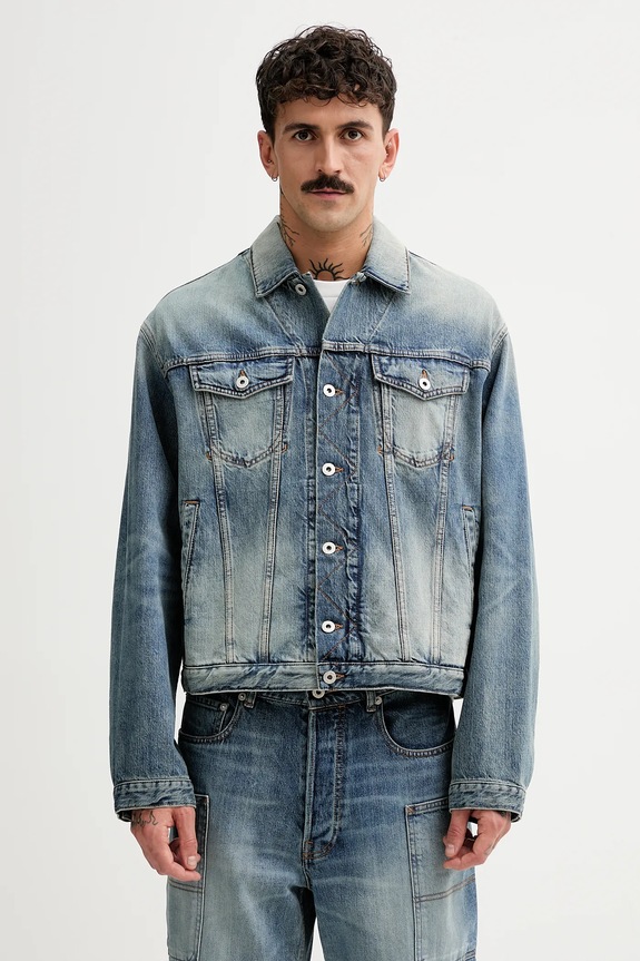 Kenzo kurtka jeansowa bez kaptura niebieski FF55DV3026I7.DS