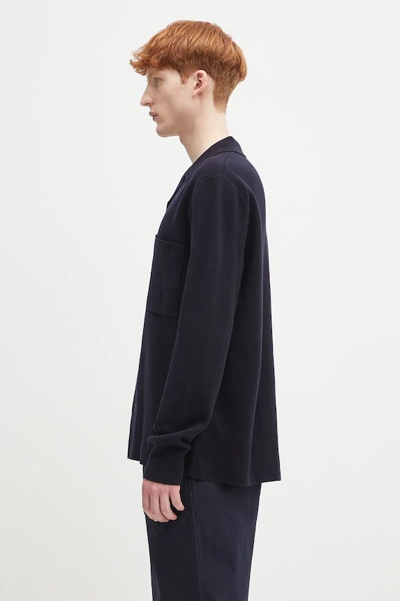 Norse Projects woolen cardigan Nicolai Merino Cotton Milano Jacket N45.0619.7004 navy SS25