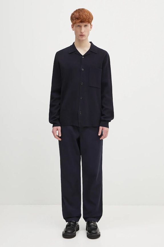 Norse Projects woolen cardigan Nicolai Merino Cotton Milano Jacket navy N45.0619.7004