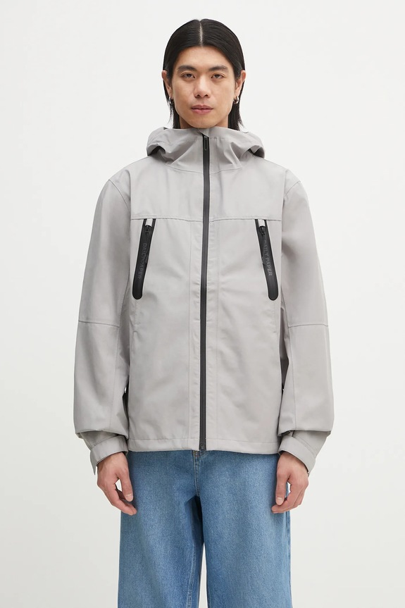 Дощовик Daily Paper Kunle Rain Jacket з капюшоном сірий 2512003