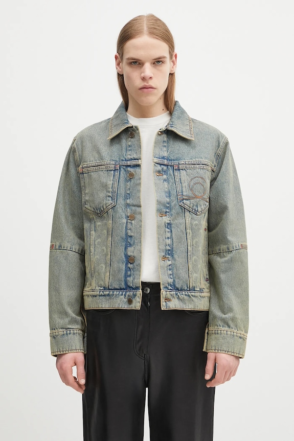Джинсова куртка Marine Serre Moon Laser Denim Trucker без капюшона блакитний MJA063A.CDEN0003