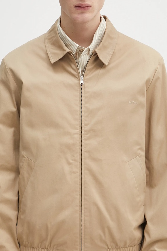 A.P.C. jachetă de bumbac Blouson Gilbert bej COGZR.H02922