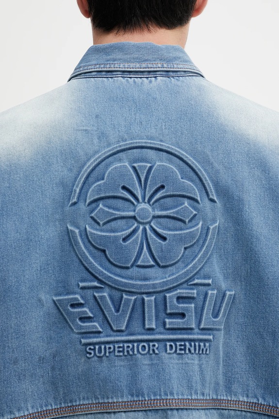 Džínová bunda Evisu Worker Denim w Emboss Kamon 2ESHTM5DJ1038 modrá