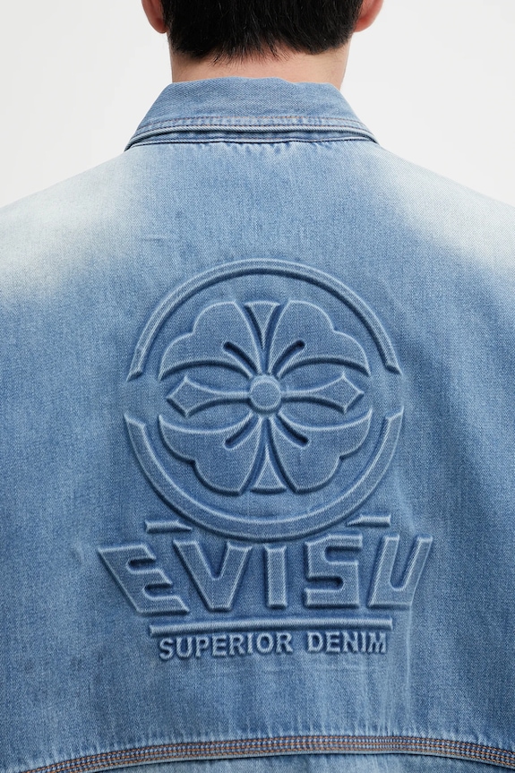 Evisu geacă jeans Worker Denim w Emboss Kamon 2ESHTM5DJ1038 albastru