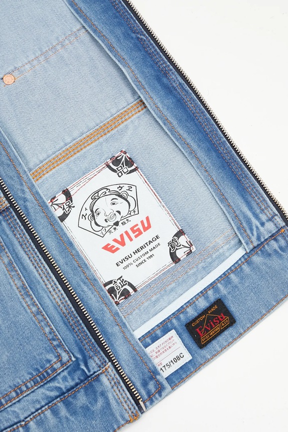 Evisu geacă jeans Worker Denim w Emboss Kamon 2ESHTM5DJ1038
