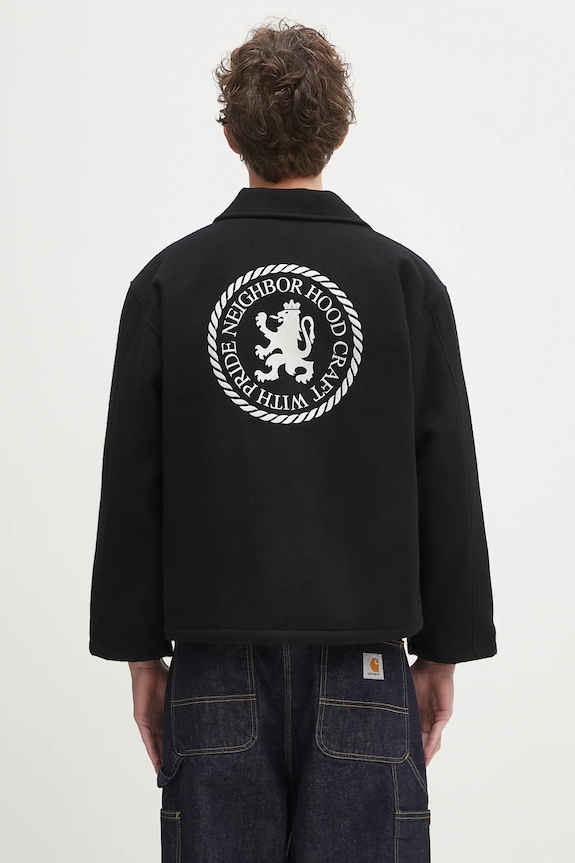Clothing NEIGHBORHOOD wool jacket Melton Zip Work Jacket 242ZANH.JKM01 black