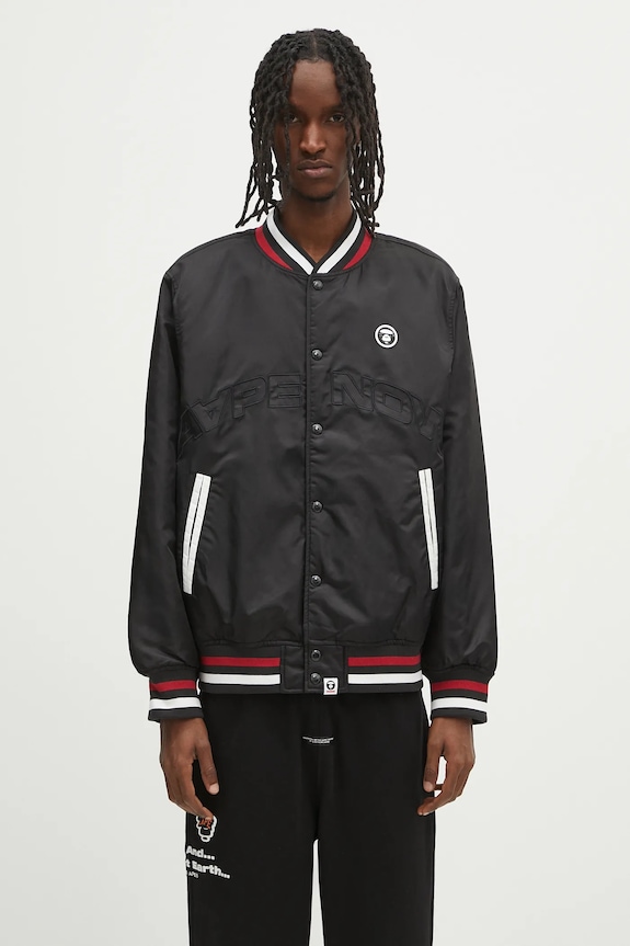 Куртка-бомбер AAPE Now без капюшона чорний AAPJKM7656XXN