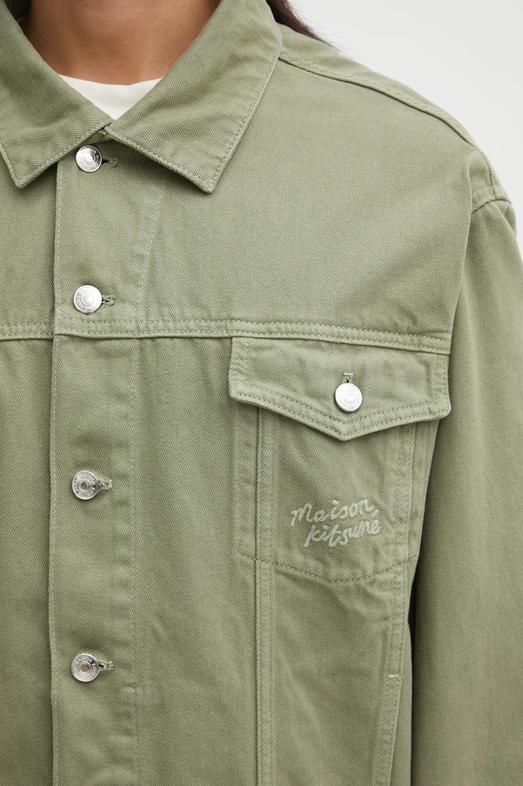 Хлопковая куртка Maison Kitsuné Trucker зелёный OM02103WD4012