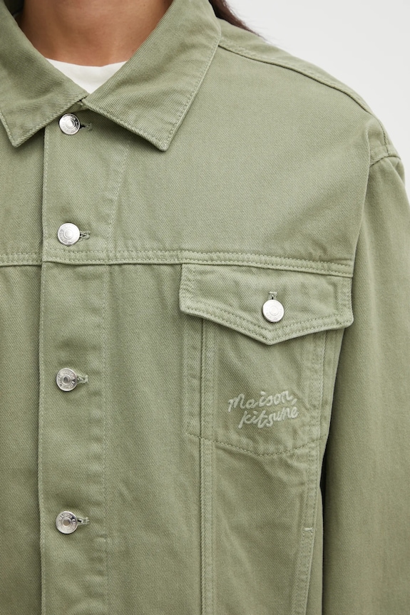 Хлопковая куртка Maison Kitsuné Trucker зелёный OM02103WD4012