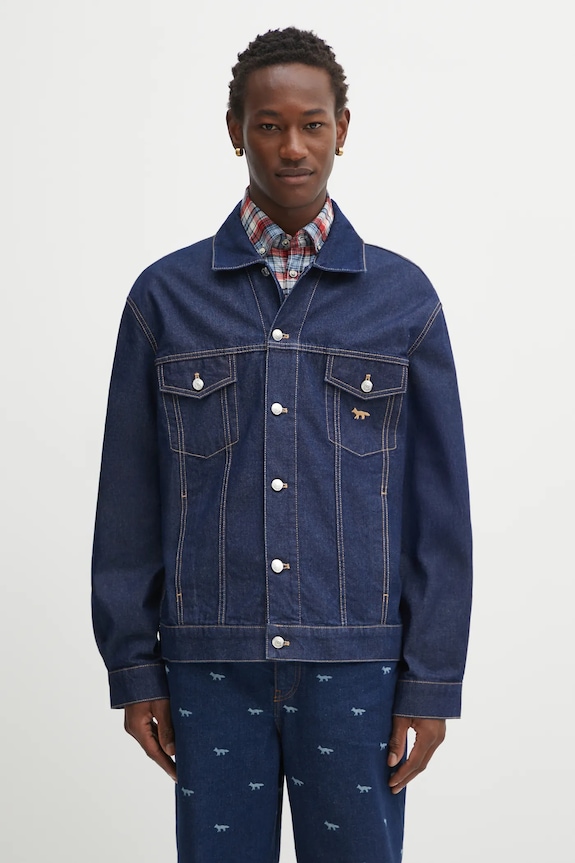Maison Kitsuné giacca di jeans Trucker non isolato blu navy OM02103WW0081