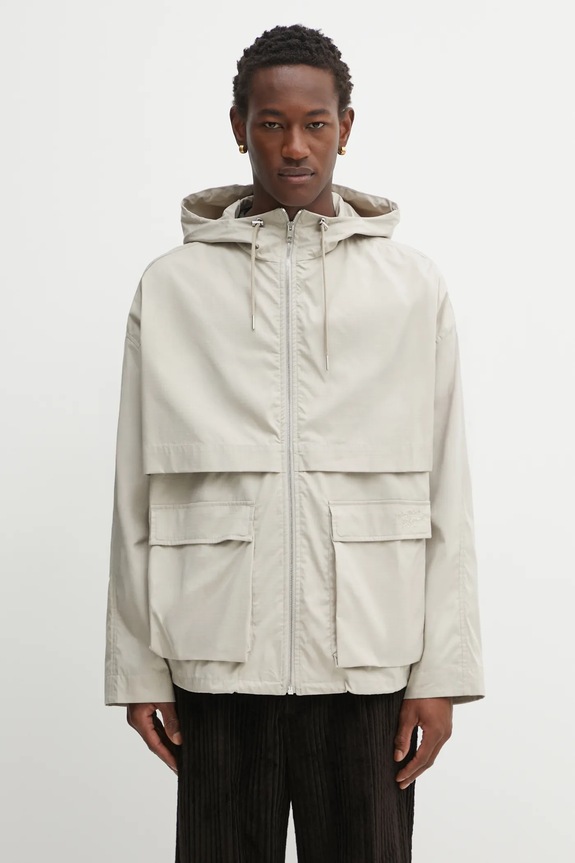 Maison Kitsuné giacca Hooded Zipped Windbreaker non isolato beige OM02113WW9056