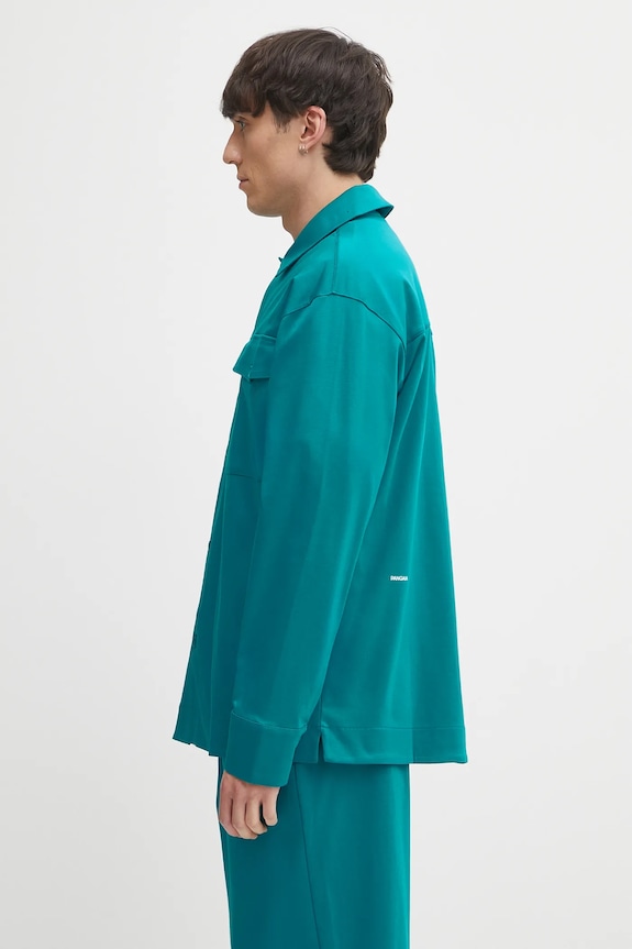 Bavlnená košeľa Pangaia DNA Interlock Jacket 10002444 tyrkysová SS25
