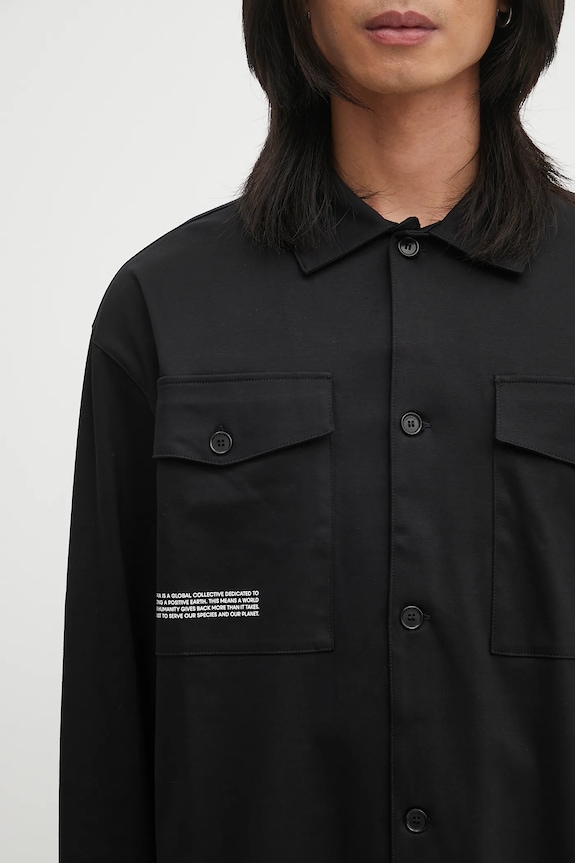Pamučna košulja Pangaia DNA Interlock Jacket crna 10002444