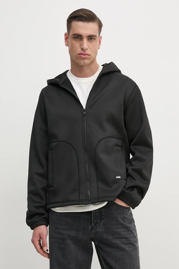 Mikina Rains Safi Fleece Hood Jacket T1 21900.01 čierna SS25