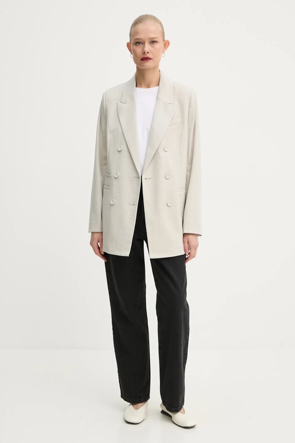 Bruuns Bazaar blazer con aggiunta di lana BBW4204 beige SS25