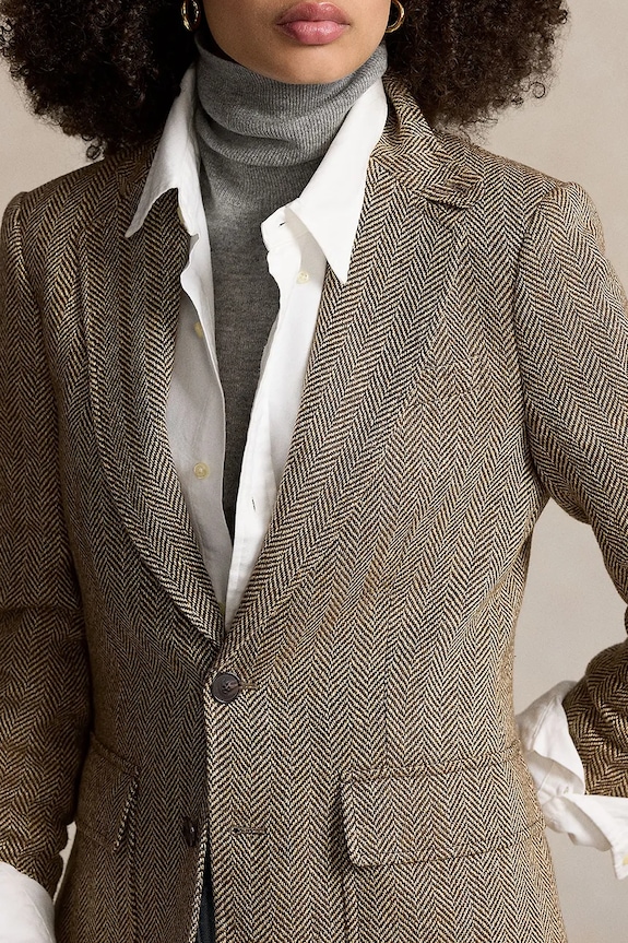 Polo Ralph Lauren blazer con aggiunta di lana beige 211891070
