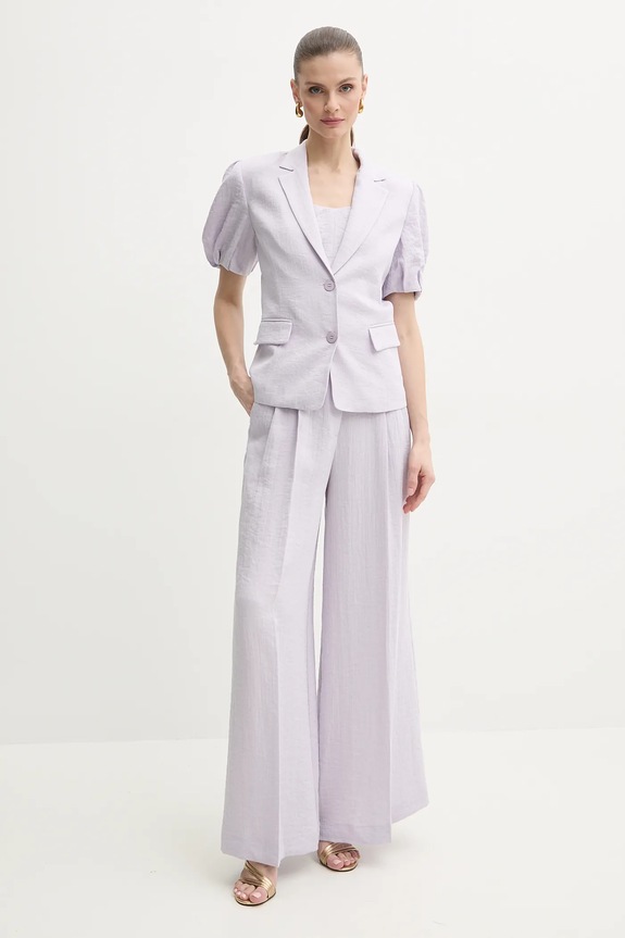 Blazer με μείγμα λινών Twinset 251TT2280 μωβ SS25