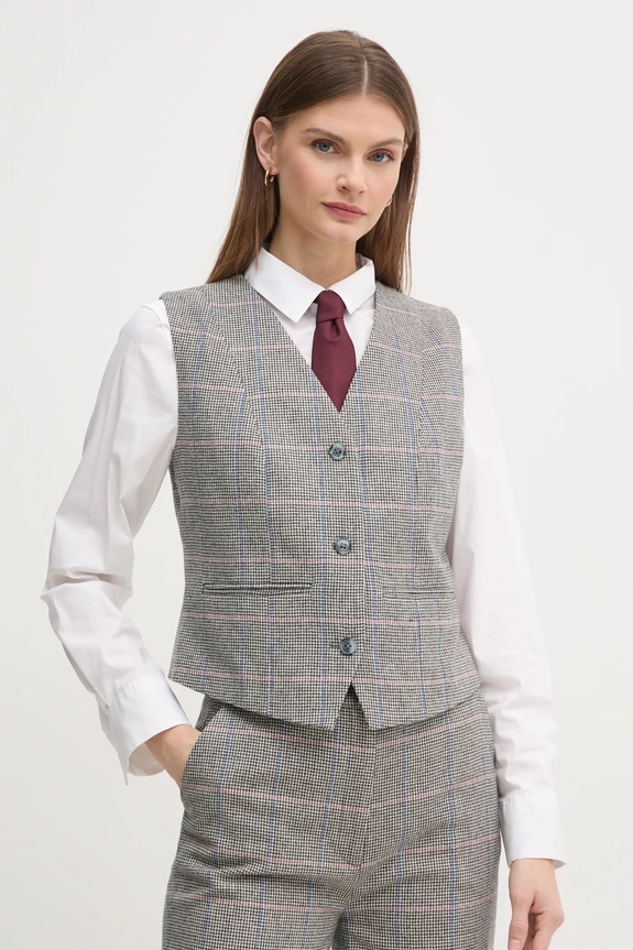 Pepe Jeans kamizelka wełniana FLORINA tkanina szary PL402520