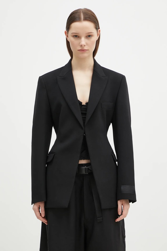 Vlnené sako VETEMENTS Hourglass Tailored vlna čierna WA66JA420B