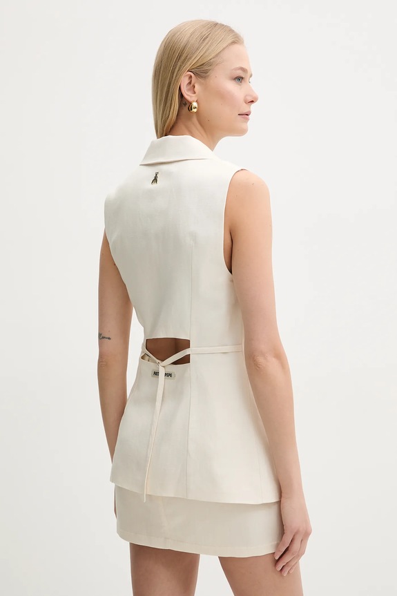 Abbigliamento Patrizia Pepe gilè con aggiunta di lino 2S1530.A052 beige