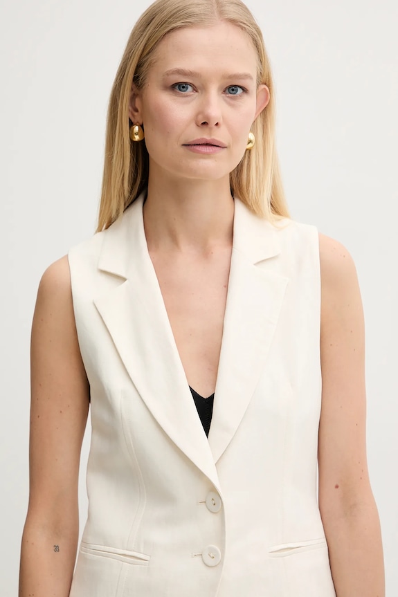 Patrizia Pepe gilè con aggiunta di lino beige 2S1530.A052